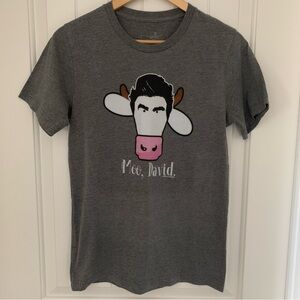 Cow’s Moo David Schitt’s Creek t-shirt size medium, grey